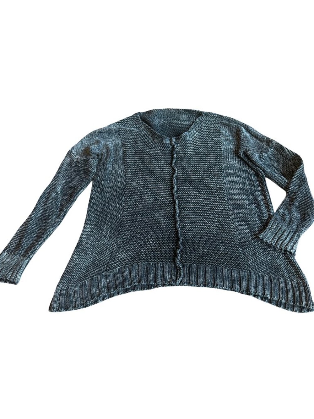 Boutique Grey Acid Wash Oversized Chunky Sweater Stretch Cozy Large Women's